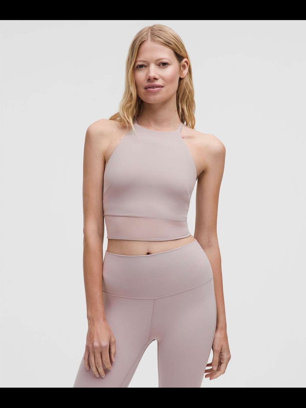 Nulu High-Neck Mesh-Hem Tank Top Light Support B/C Cup